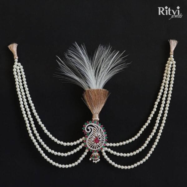 Jigar Gold Finished Pearl AD Kalgi for Sikh