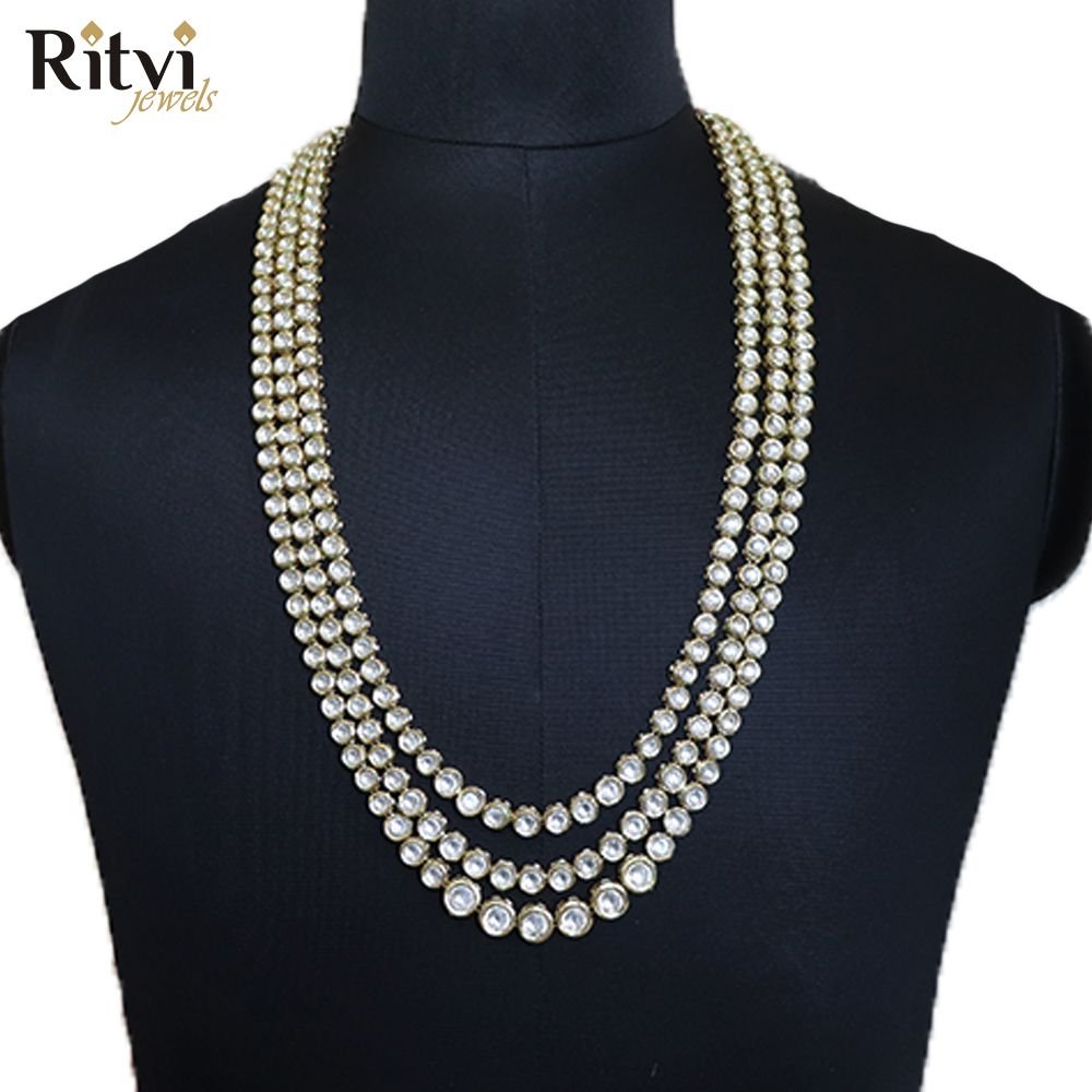 ritvi-kundan-3-line-sherwani-mala-2.jpg Ritvi Kundan 3 Line Sherwani Mala - Image 1