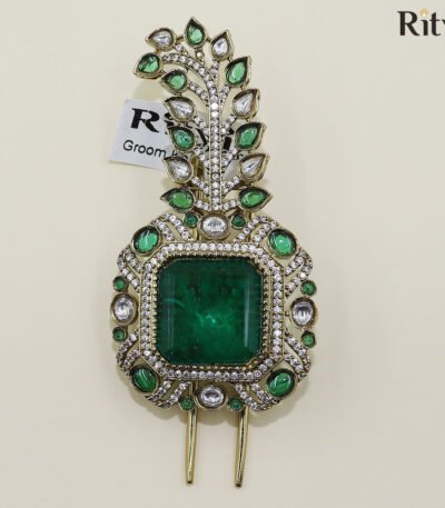 Majestic Emerald Kundan Kalgi